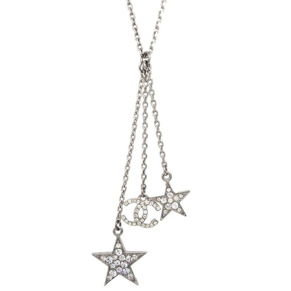 Chanel Chain Necklace Pendant Rhinestone Silver - Picture 1 of 4